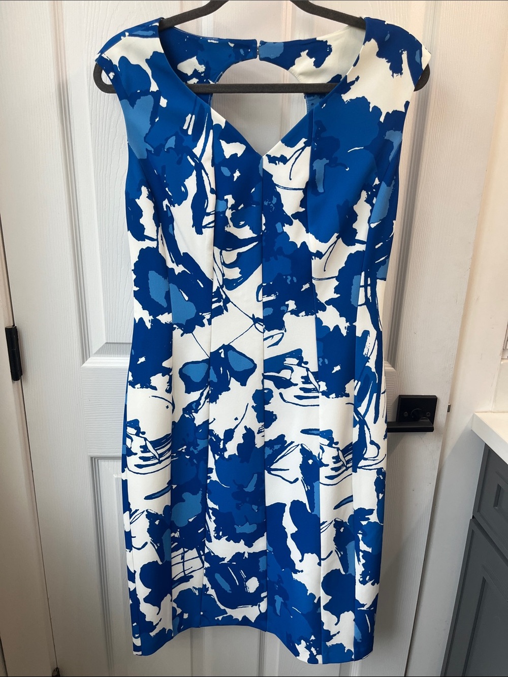 J. Peterman Blue and White Floral Midi Dress